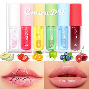 CmaaDu 6шт бальзам для губ увлажняющий кондиционер для губ фруктовый блеск для губ набор прозрачная губная помада масло для губ увлажняющий блеск для губ
