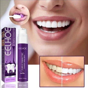  50 мл Фиолетовая безопасная отбеливающая зубная паста Освежающее дыхание зубов Пена для чистки зубов Мусс Удаление зубного налета Уход за зубами