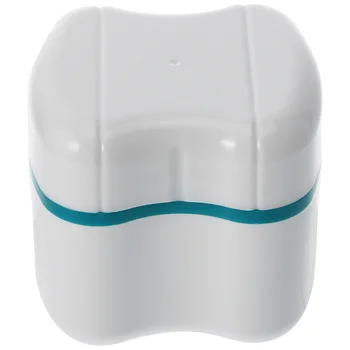 Непрочный легкий портативный футляр для фиксации зубных протезов Чашка для зубных протезов с корзиной для полоскания (зеленый)