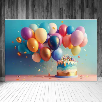 Фоны для вечеринки по случаю дня рождения Фотография Украшение Торты Воздушные шары Пайетки Пользовательские детские фоны для фотозоны Реквизит для фотосессии