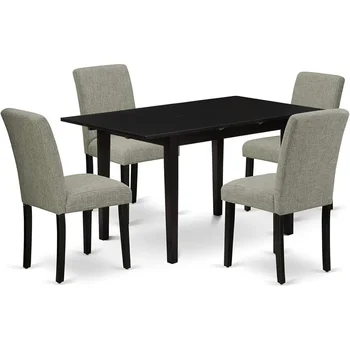  Набор из 5 предметов включает в себя прямоугольный столовый стол для столовой Ткань Мягкие стулья Parson Дом Доставка бесплатно