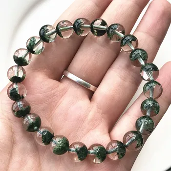 8 мм натуральный зеленый фантом кварцевый браслет для женщин и мужчин исцеляющий подарок рейки хрустальные бусины красота драгоценные камни нити ювелирные изделия AAAAA