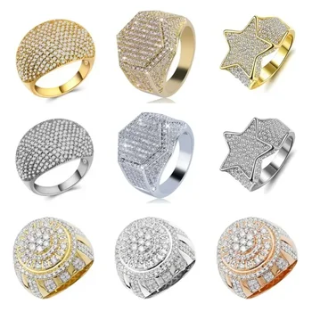 Роскошные европейские и американские ювелирные изделия, звездные и бриллиантовые, унисекс хип-хоп ретро модное кольцо