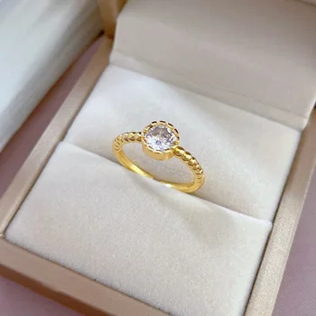 Роскошное женское медное кольцо натуральный белый кристалл CZ кольцо золотого цвета обручальное кольцо открытие кольца партия ювелирные изделия оптом