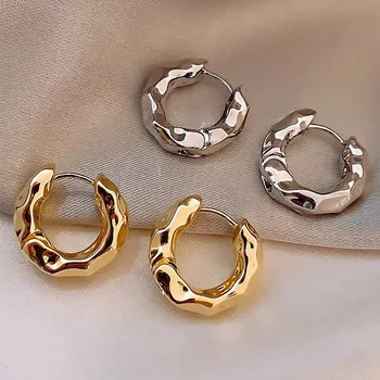  простые серебряные серьги-кольца из золотого металла для женщин модные персонализированные повседневные аксессуары для вечеринок ювелирные изделия подарки на день рождения