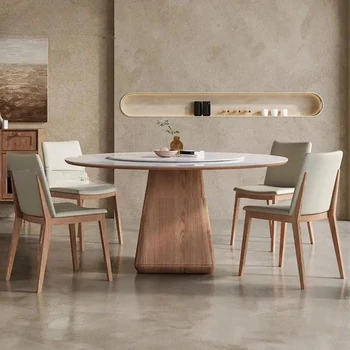 Деревянные столовые наборы Стабильная каменная плита 12 мм и толщина опорной плиты 18 мм Круглый кухонный стол с поворотным столом на 360 °