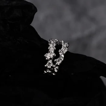 Роскошный бренд подлинные настоящие драгоценности E5157 корейская версия минималистичная S925 стерлинговое серебро выдолбленная текстура капли дождя женская вставка