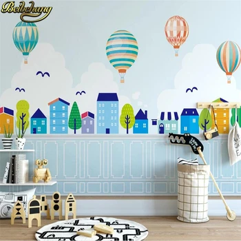 beibehang на заказ Синий воздушный шар дом дерево голубое небо обои для детской комнаты ТВ фон спальни декор 3D обои
