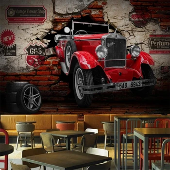 beibehang Пользовательские обои 3D стерео фото фотообои старинный автомобиль автомобиль сломанная стена ресторан отель фон обои домашний декор