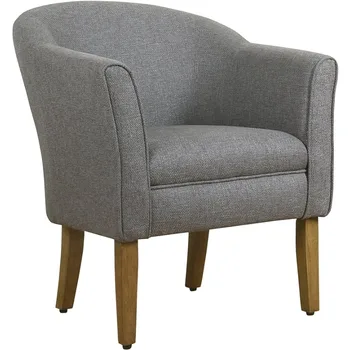 HomePop Акцентный стул в форме бочки, серый и коричневый напольный стул
