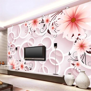 papel de parede Изготовленные на заказ обои цветок мечты 3D papel parede круг фреска гостиная спальня фон обои папье-пеппе