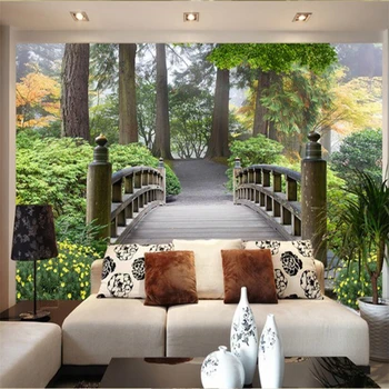 wellyu papel de parede para quarto Пользовательские обои Парк деревянный мост 3D пейзаж фоновая живопись 3D фотообои панно