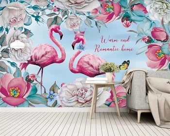 Beibehang обои ручная роспись цветы фламинго телевизор фон обои украшение дома гостиная спальня фрески 3d обои