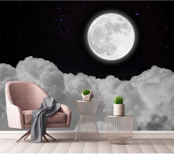Пользовательские 3d фотообои современные минималистичные лунные облака ночные пейзажи спальня papel de parede ТВ фон обои обои 3D