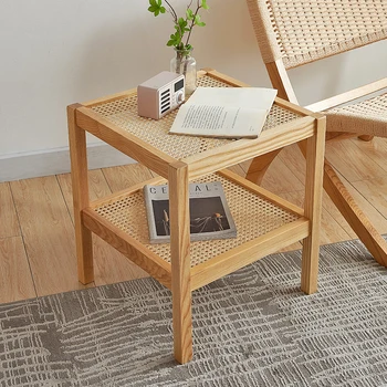 Прикроватная тумбочка из ротанга из массива дерева, мини-столик, двойной журнальный столик для творчества, сервант для дивана