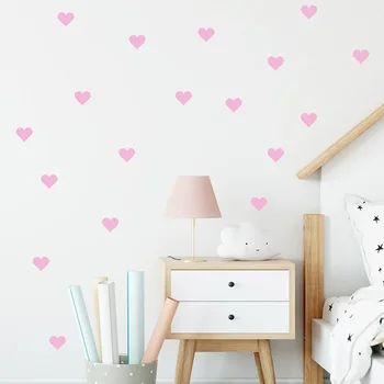 54 шт./компл., 5 см Мягкие розовые наклейки на стену в форме сердца для детской комнаты, детской комнаты, наклейки на стену, спальня, комната, комната, домашний декор, винил