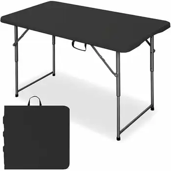 AEDILYS 4-футовые портативные пластиковые складные столы для внутреннего и наружного использования, черные