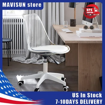Современный офисный стол с колесиками, регулируемыми на 360 ° Поворотный инженерный пластиковый поворотный стул для спальни без подлокотников