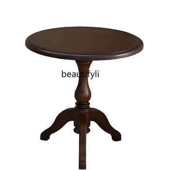 (Дуб) Угловой стол из американского массива дерева Приставной столик из красного дуба Круглый приставной столик мебель для гостиной Мебель для журнального столика