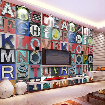 beibehang papel de parede Европейские винтажные обои 3D стереоскопический английский алфавит деревянный бар Кафе ktv большие настенные обои