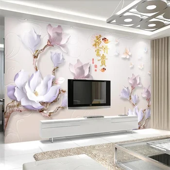 Пользовательские 3d тисненые обои papel de parede цветок открытый богатый современный минималистичный фон стена 8d декоративная живопись 5d фреска