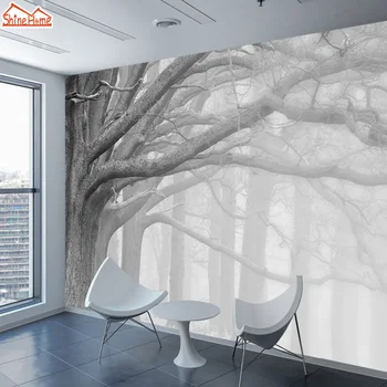  Пользовательские самоклеящиеся дополнительные настенные бумаги для домашнего декора диван телевизор фоновые обои для гостиной туманный лес фрески