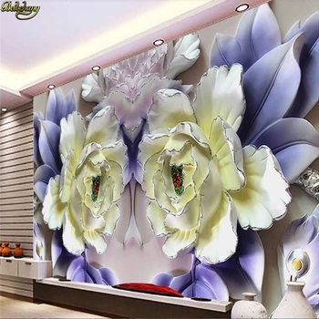 beibehang Пользовательские фотообои фреска пион рельеф 3D фон стена цветок тисненая декоративная живопись papel de parede