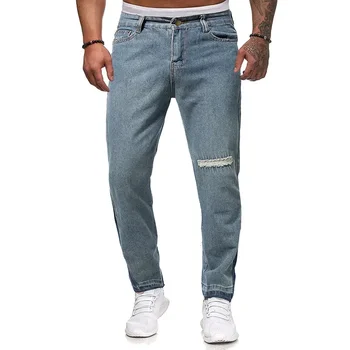 2023 Новые мужские джинсы Slim Fit европейской и американской молодежной моды Casual Personality с перфорацией