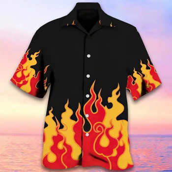 гавайская 3d печатная рубашка с черепом для мужчин летняя повседневная пляжная с коротким рукавом пуговица оверсайз отпуск уличная одежда импортная одежда