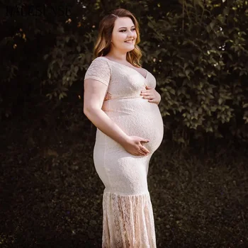 Элегантные платья для фотографии с V-образным вырезом для беременных женщин Макси-платья для беременных с коротким рукавом для фотосессии Одежда для беременных Новый