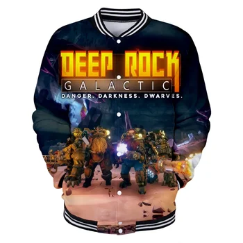 Deep Rock Galactic Game 3D-печать Застежка-молния Бейсбольная куртка Женщины Мужчины Бомбер Куртка Верхняя одежда Уличная одежда Хип Хип Бейсбольная форма