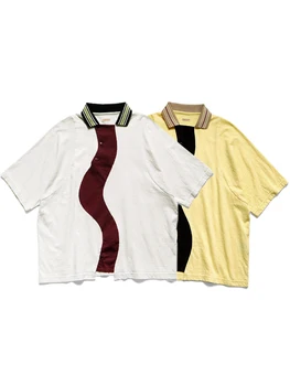 23SS KAPITAL Hirata и Hongri Повседневные летние бамбуковые узлы Хлопок Соответствующий цвет Волна Лацкан Рубашки с короткими рукавами для мужчин