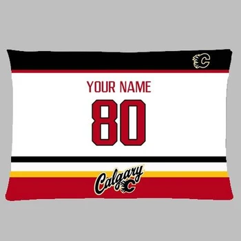 Новая изготовленная на заказ хоккейная наволочка Calcary Flames Away Наволочка с вашим именем и номером Персонализированный подарок 20x30 с двух сторон