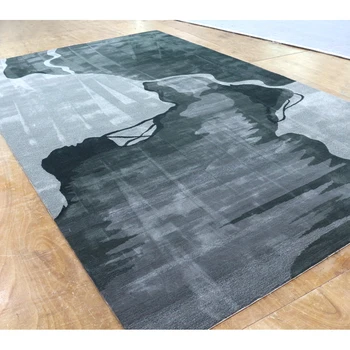 Интерьер Серый тафтинговый ковер ручной работы Прямоугольный шерстяной ковер