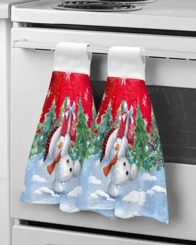 Рождественский снеговик Снежинка Полотенца для рук Висячая ткань из микрофибры Ткань для быстрой сушки Рождественский декор Кухонное полотенце