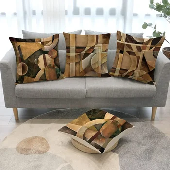  Сепия с геометрическим рисунком льняная наволочка наволочка диван чехол для подушки может быть настроена для вас 40x40 50x50 60x60