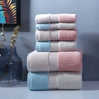 Новый набор хлопчатобумажных полотенец Гостиничные банные полотенца для взрослых Мягкие полотенца для лица впитывающие 3 шт./компл. Домашнее полотенце для ванной комнаты