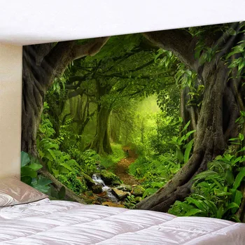 Зеленый Джунгли Гобелен Красивый Природный Лес Большой Настенный Висячий Хиппи Богемная Мандала Настенное Искусство Украшение Дома 8 Размеры