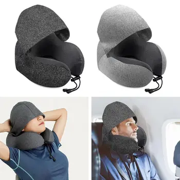  U-образная форма с капюшоном Автомобильная офисная подушка для головы Подушка для шеи Подушка для путешествий с капюшоном Подушка для самолета Подушка для шеи Спальная подушка