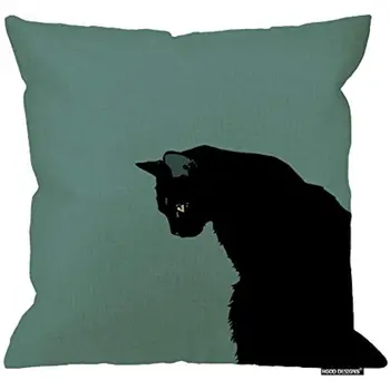 Art Dark Cat Throw Наволочка Зеленый Декоративный Квадратный Наволочка Чехол Подушка Чехол Наволочки