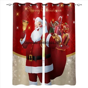 2023 Золотая пряжка для красного пояса Рождество Праздник Санта-Клауса Оконные шторы Гостиная Карниз Кухня Шторы Ткань Домашний декор