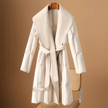 Xiaoxiang Fengqi Quality Off Белое пуховое пальто Женское зимнее 2023 Новое европейское высококачественное шерстяное пальто из шерстяной ткани