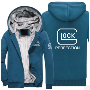 2023 Glock Perfection Shooting Мужская зимняя толстовка с капюшоном с новым принтом Утолщенное теплое пальто Повседневная мода на молнии Флисовая куртка с длинным рукавом