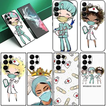 мультяшная медицина врач медсестра черный чехол для телефона для Samsung Galaxy S22 S21 Ultra S20 FE S10E S10 Lite S8 S9 Plus S7 Edge 5G Чехол