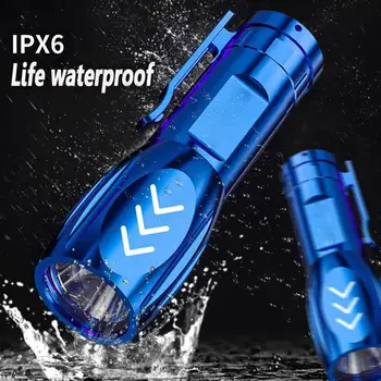 Портативный фонарик Мощный водонепроницаемый светодиодный фонарик Высокий люмен Легкий портативный USB-зарядка для экстренного использования Сильный