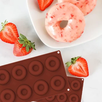 Fais du Donut Pan Силиконовые формы для 8 полноразмерных кондитерских изделий с антипригарным покрытием Шоколадная форма Cookie Cake Tools DIY Противень для изготовления