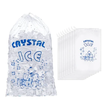 Мешки со льдом 8 фунтов со шнурком, сверхпрочные многоразовые пакеты для кубиков льда, морозильная камера для пакетов со льдом