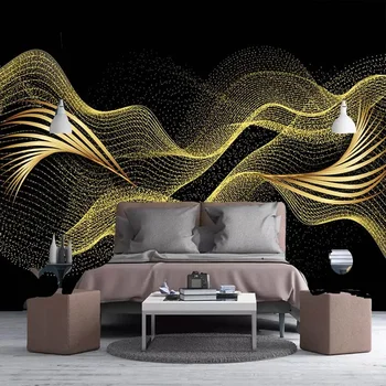 Пользовательские 3D фотообои для настенного искусства Современный креативный черный золотой дым шелковая ткань спальня гостиная фреска бумага домашний декор