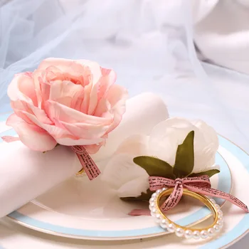 6 шт. новый жемчужно-розовый салфеточный кольцо бумажное полотенце кольцо салфетка пряжка ткань кольцо украшение стола отеля