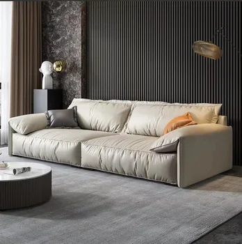 Итальянский минималистичный новый креативный тканевый диван для дома гостиная прямой ряд светлый роскошный диван из ткани Leathaire